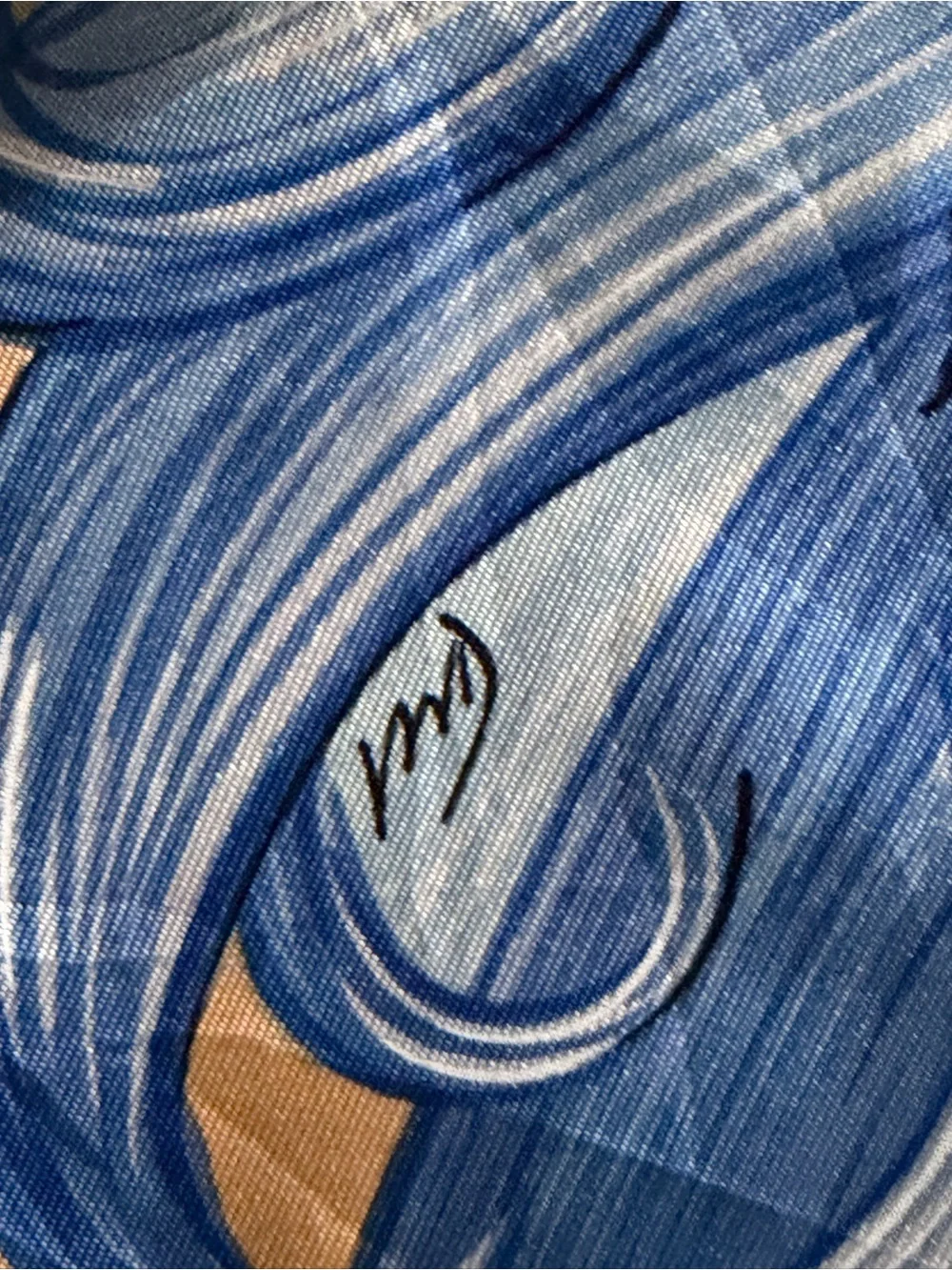 Hermès Eva Blue Floral Goddess Silk Scarf.